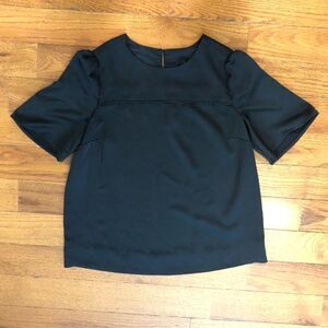 J Crew 365 Black Short Sleeve Blouse, Women's 4, Preowned